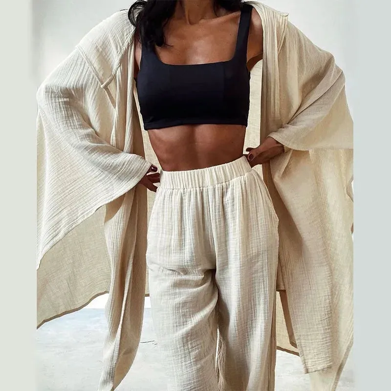 Heidi-Mode | Ensemble Cardigan und lockere Hose für Frauen